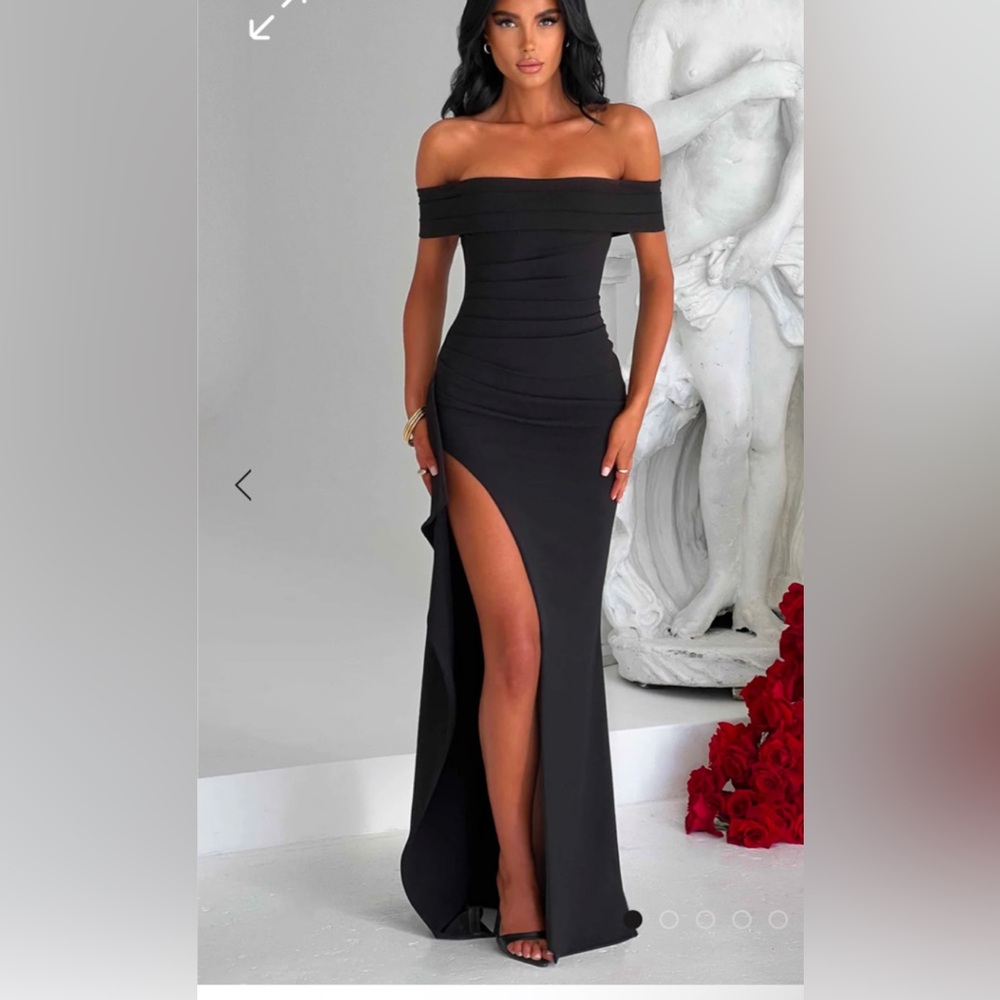 Elegant Off-Shoulder Black Dress